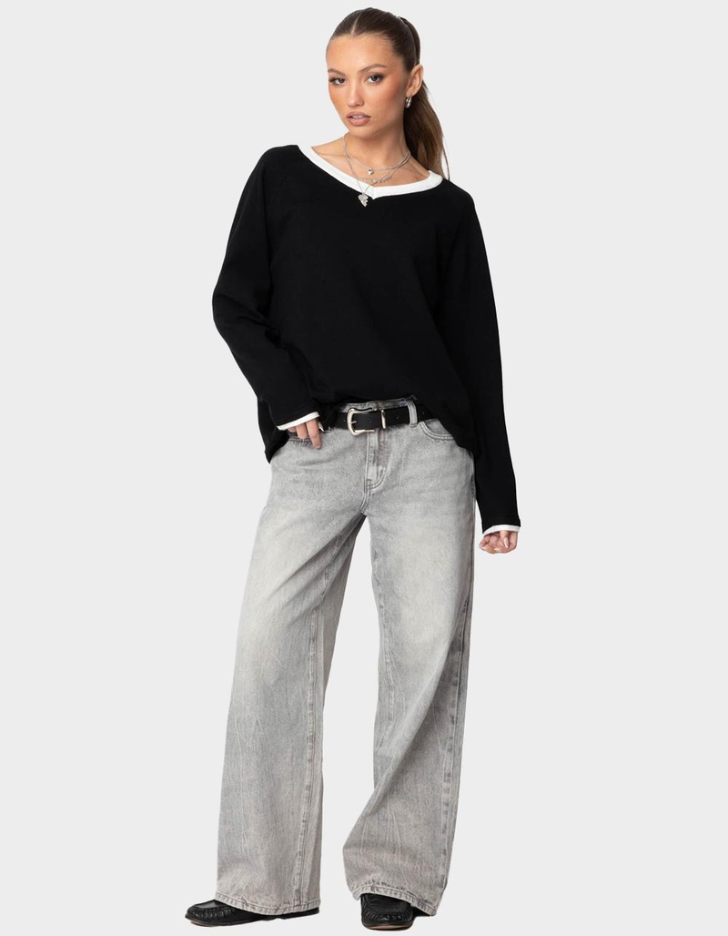 EDIKTED Magda Low Rise Acid Wash Jeans image number 3
