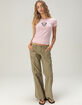 DISNEY Minnie Mouse Womens Embroidered Baby Tee image number 2