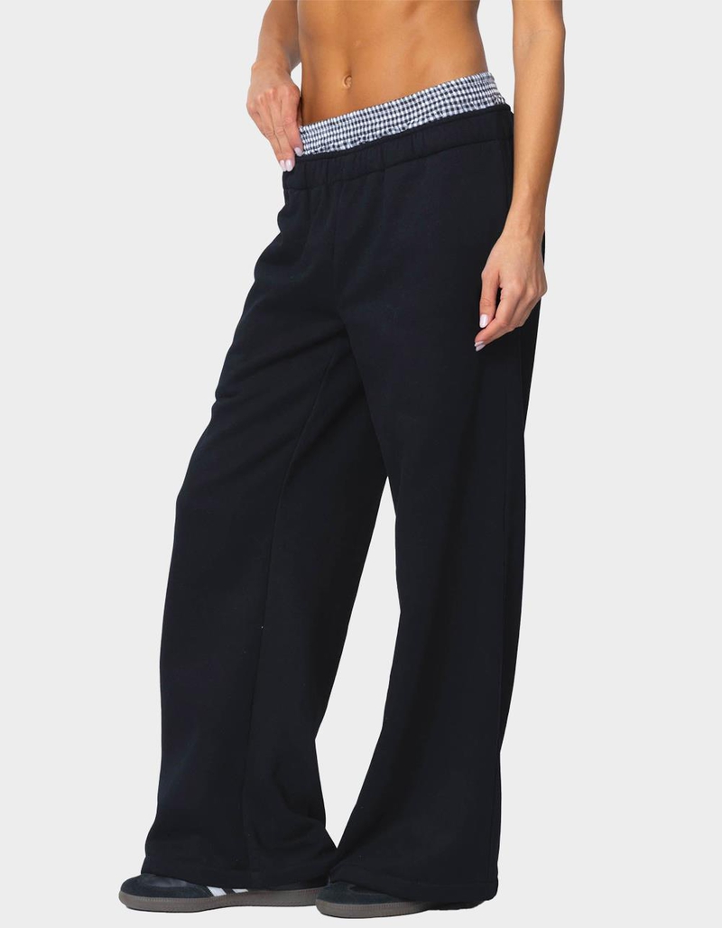 EDIKTED Gingham Boxer Detail Sweatpants image number 2