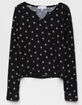 WHITE FAWN Notch Neck Girls Black Floral Top image number 1