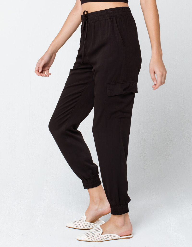 SKY AND SPARROW Cargo Womens Black Jogger Pants image number 2