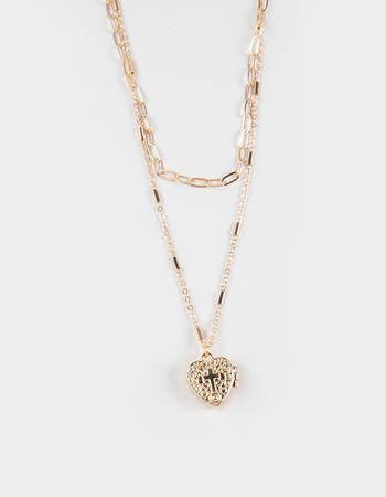 FULL TILT Layered Cross/Heart Locket Necklace Alternative Image