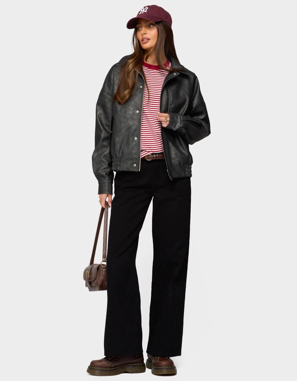 EDIKTED Mori Oversized Faux Leather Jacket - GRAY - S | Tillys