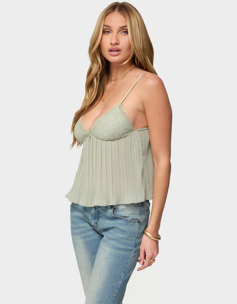 EDIKTED Rhian Lacey Pleated Babydoll Top image number 1