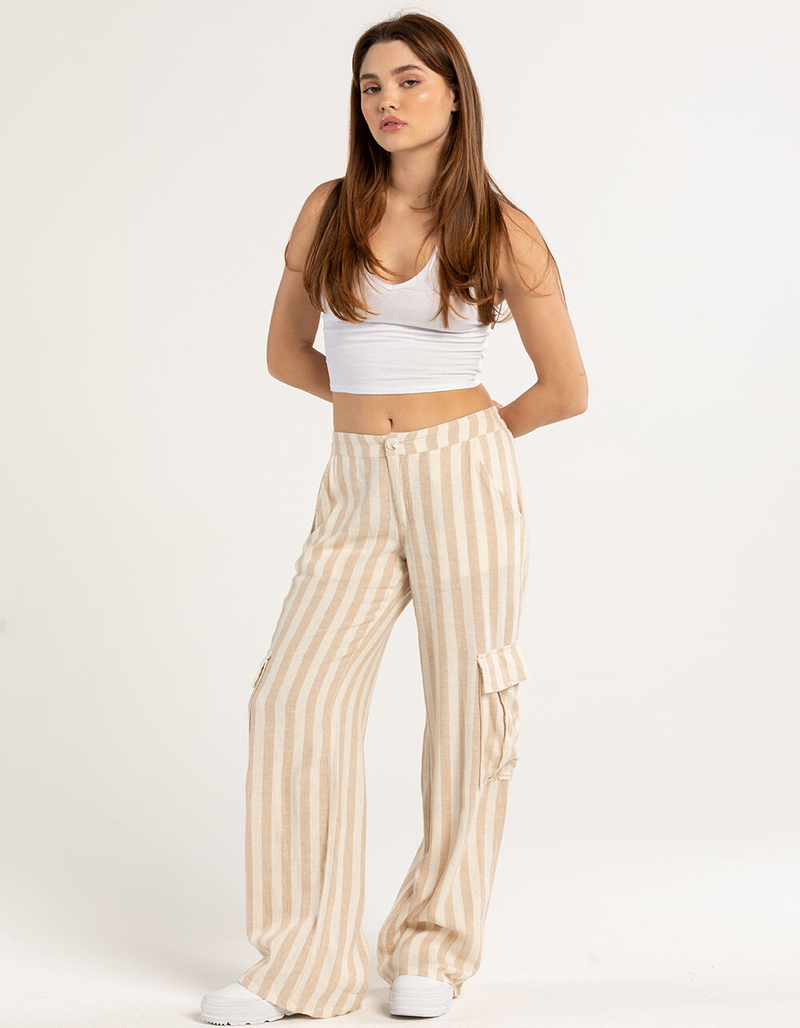 RSQ Womens Stripe Linen Carpenter Pants image number 5