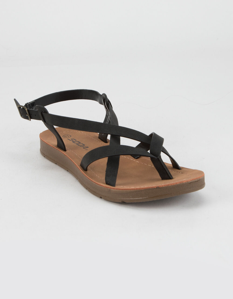 SODA Criss Cross Ankle Womens Black Sandals image number 0