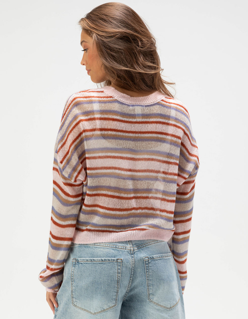 FULL TILT Multi Stripe Womens Mesh Sweater image number 3