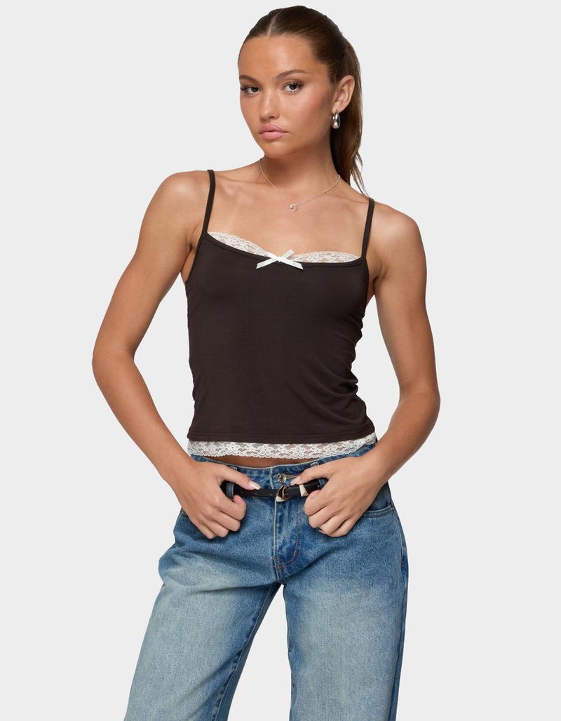EDIKTED Adriel Contrast Lacey Tank Top image number 0