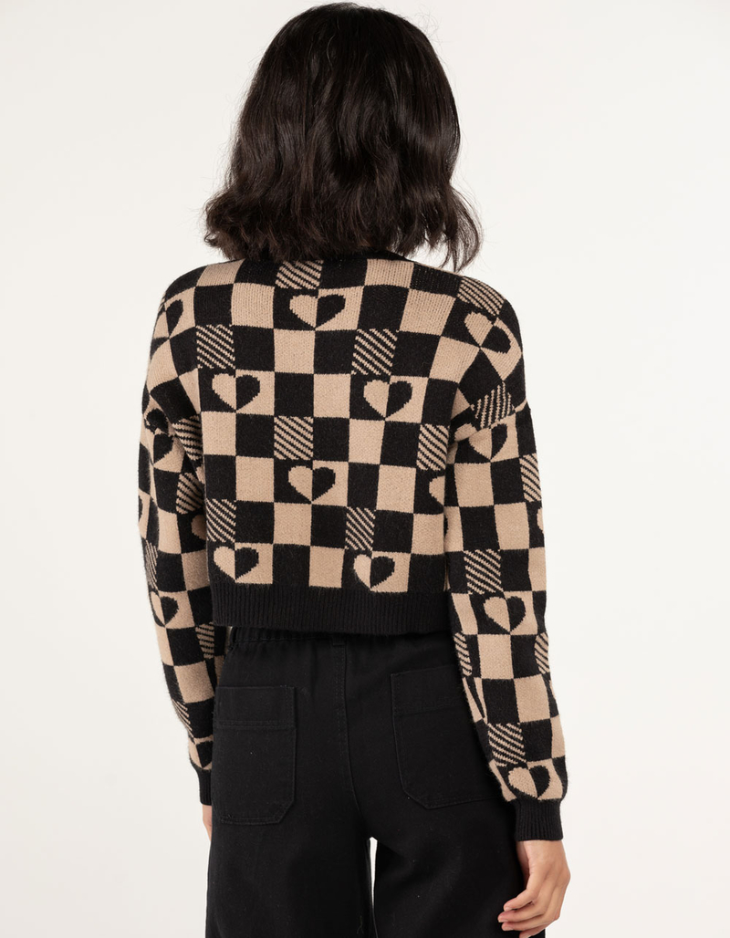RSQ Womens Checkered Crop Cardigan image number 2