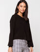 SKY AND SPARROW Ribbed Balloon Sleeves Black Womens Sweater image number 2