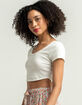 HEART & HIPS Scoop Neck Womens Soft White Crop Tee image number 2