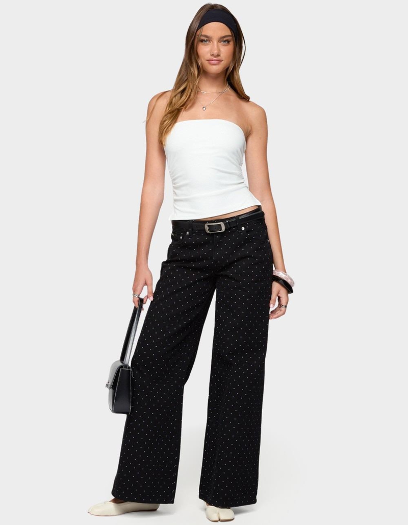 EDIKTED Misha Polka Dot Baggy Low Jeans image number 4