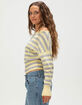 RSQ Womens Off The Shoulder Stripe High Rib Sweater image number 3
