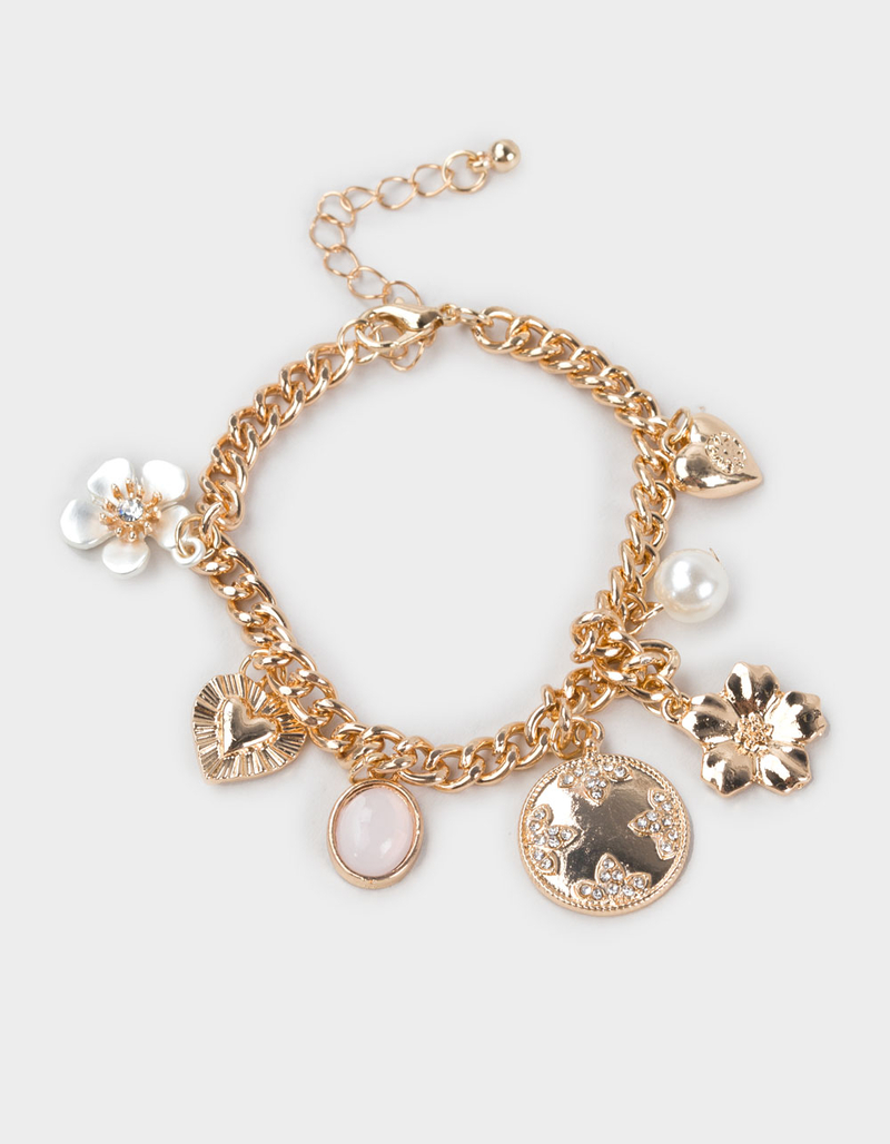 FULL TILT Flower/Heart Multi Charm Bracelet image number 0