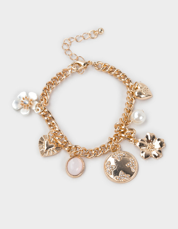 FULL TILT Flower/Heart Multi Charm Bracelet Primary Image