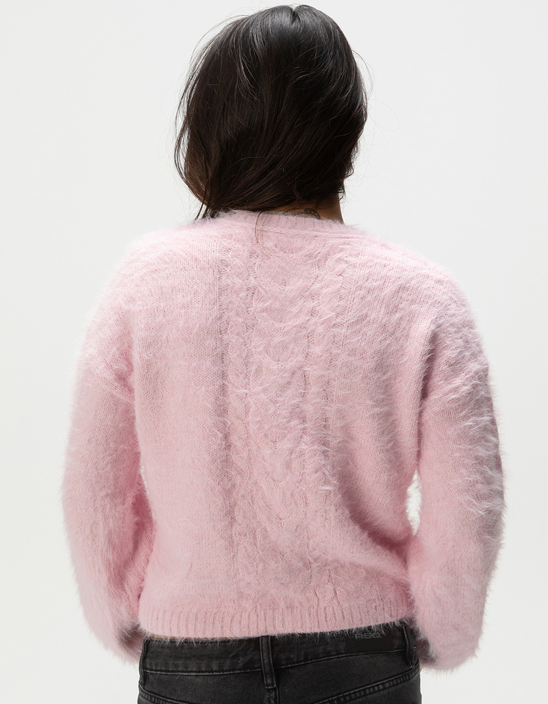 RSQ Womens Cable Fuzzy Cardigan image number 3