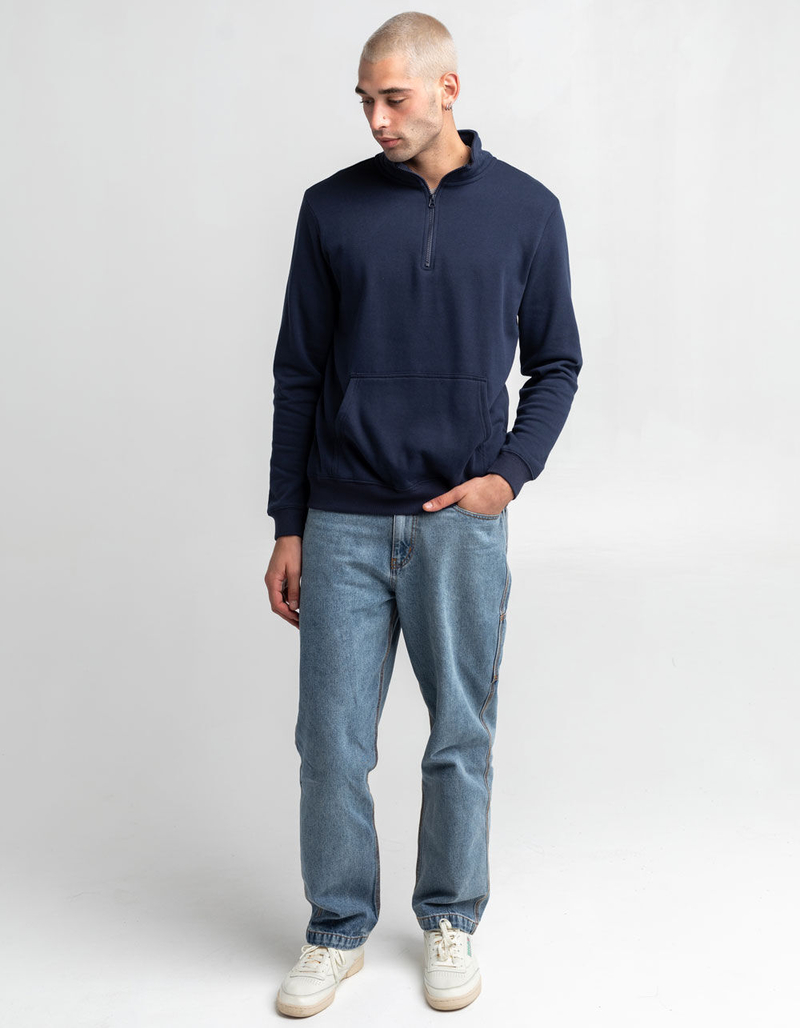 RSQ Mens Navy 1/4 Zip Mock Neck Sweatshirt image number 4