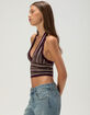 WEST OF MELROSE Stripe Sequin Womens Halter Top image number 3