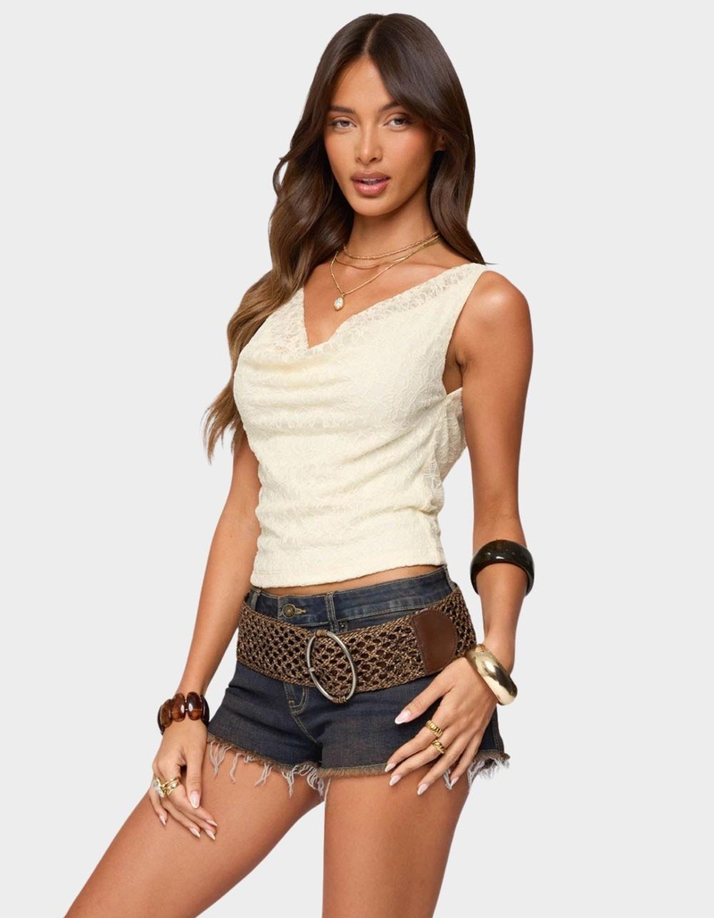 EDIKTED Aysha Lace Cowl Neck Top image number 1