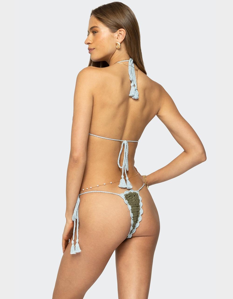 EDIKTED Crochet String Bikini Bottoms image number 4