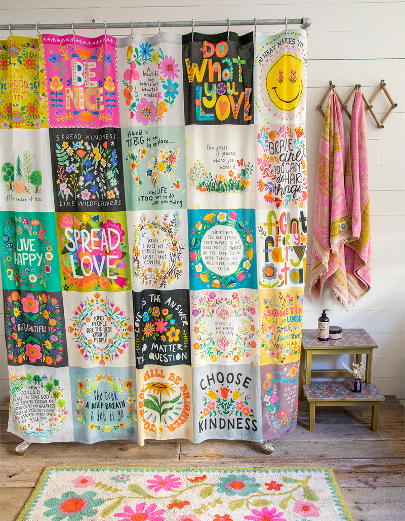 NATURAL LIFE Chirp Patchwork Shower Curtain image number 0