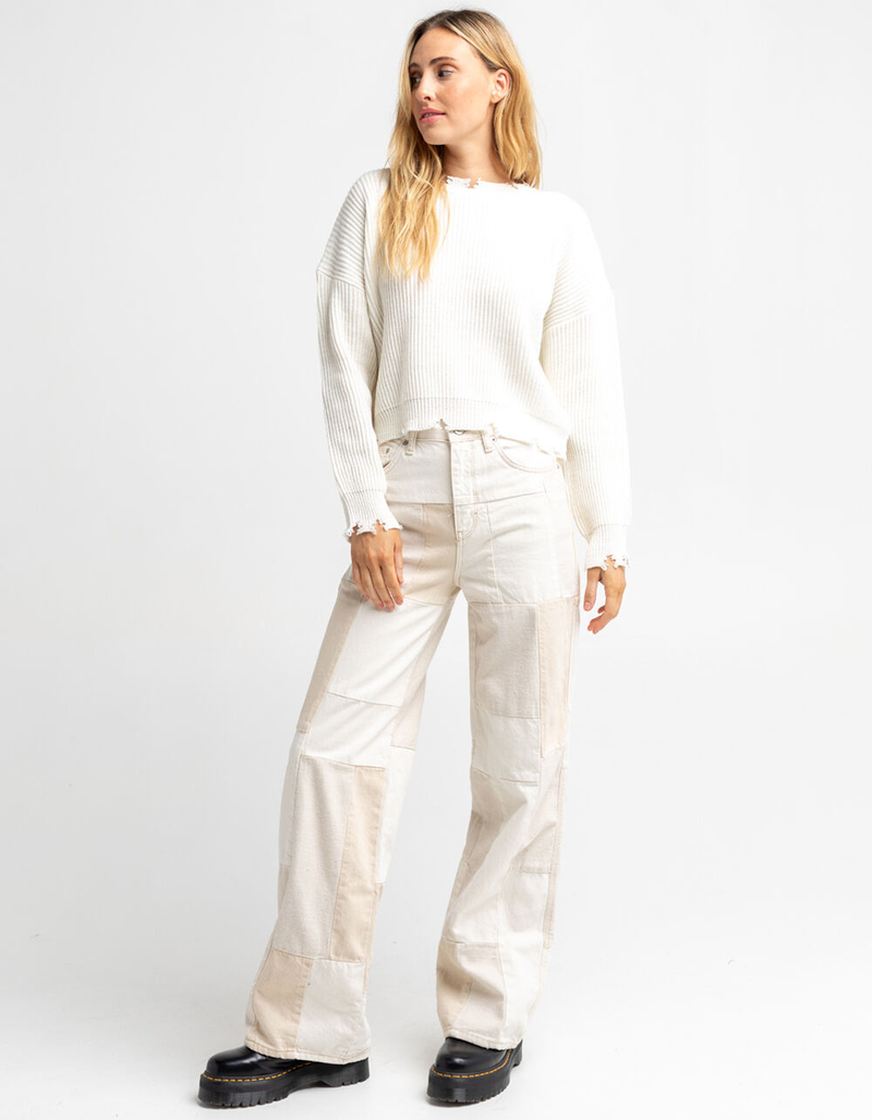 POOF Womens Crew Neck Frayed Sweater image number 3