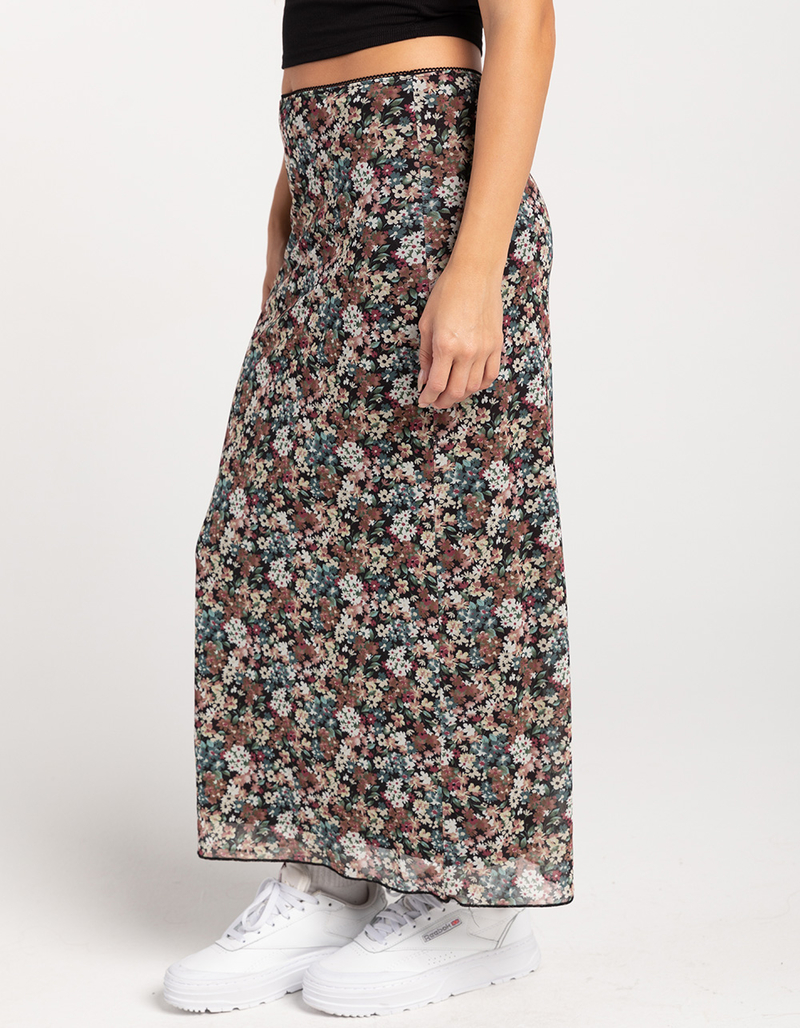 RSQ Womens Low Rise Mesh Maxi Skirt - BLK/MULTI | Tillys