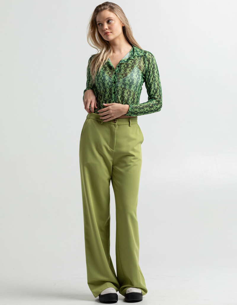 MOTEL Kelly Womens Mesh Shirt GREEN COMBO Tillys