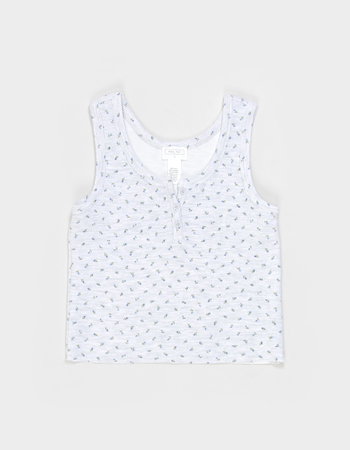 FULL TILT Ditsy Thermal Girls Henley Tank Top Alternative Image