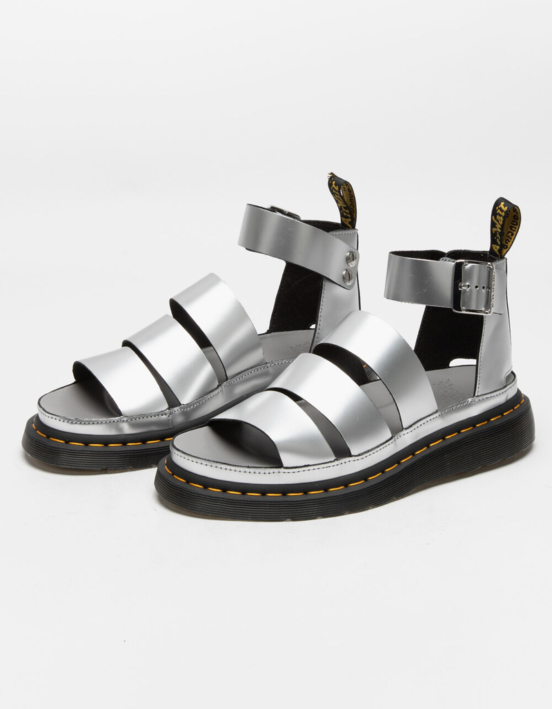DR MARTENS Clarissa II Metal Leather Womens Sandals SILVER Tillys