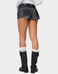 EDIKTED Carie Plaid Low Rise Denim Shorts image number 3