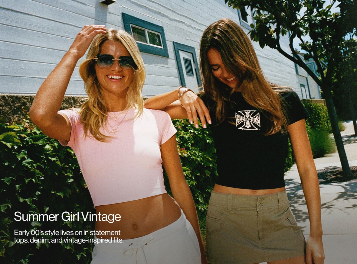 Summer Girl Vintage Early 00's style lives on in statement tops, denim, and vintage-inspired fits.