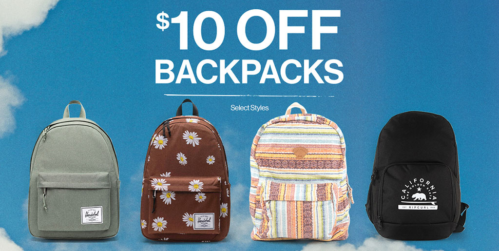 $10 OFF Backpacks - Select Styles*