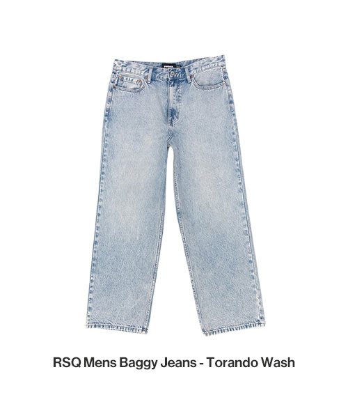 RSQ Mens Baggy Jeans - Tornado Wash