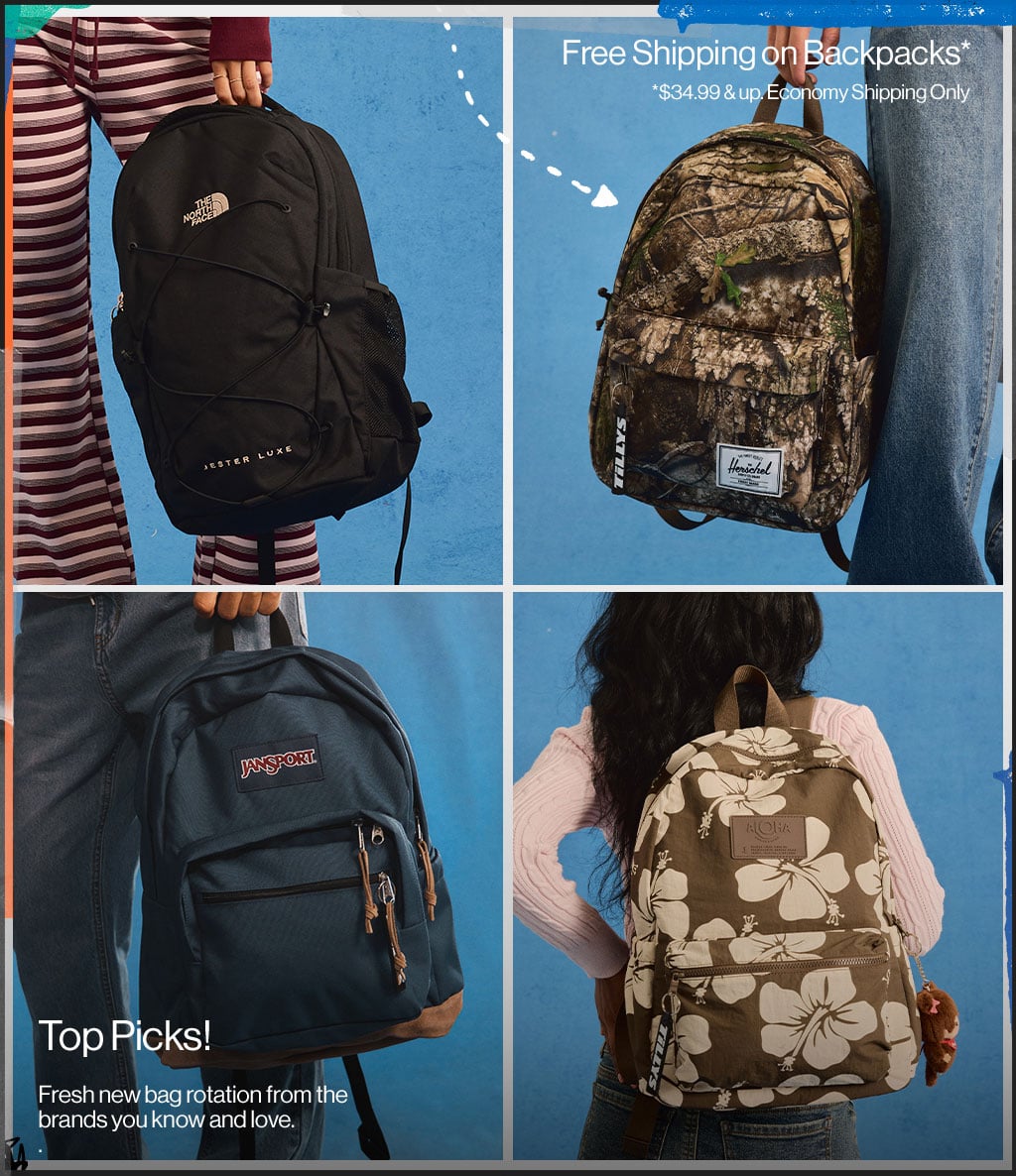Free Shipping on Backpacks* *34.99 & up. Economy Shipping Only Top Picks! Fresh new bag rotation from the brands you know and love