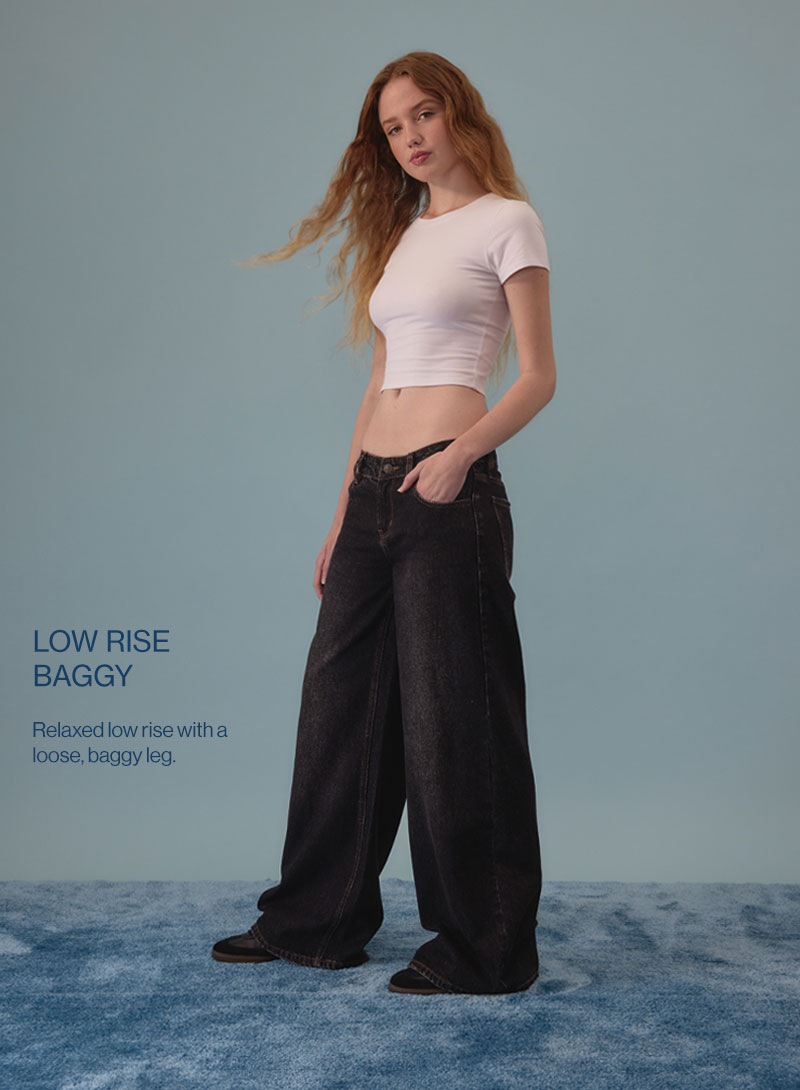 Low Rise Baggy - New baggier fit! Relaxed low rise with a loose, baggy leg.