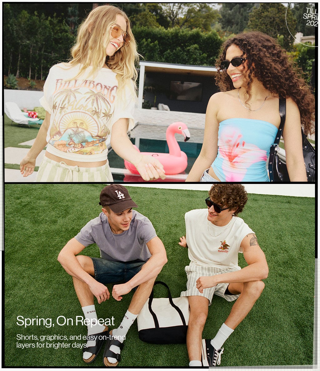 Spring, On Repeat Shorts, graphics, and easy on-trend layers for brighter days