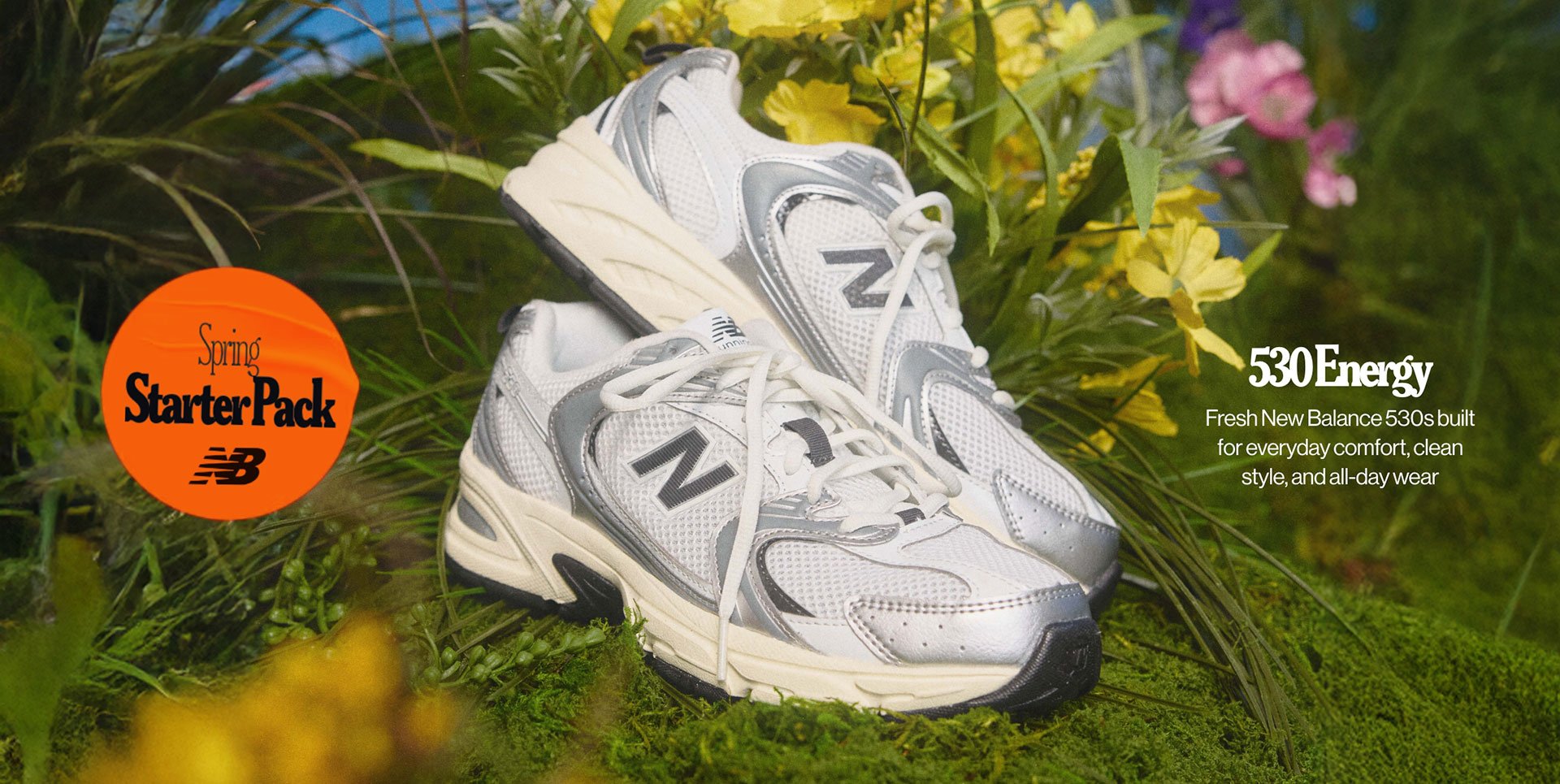 Spring Starter Pack 530 Energy Fresh New Balance 530s built for everyday comfort, clean style, and all-day wear