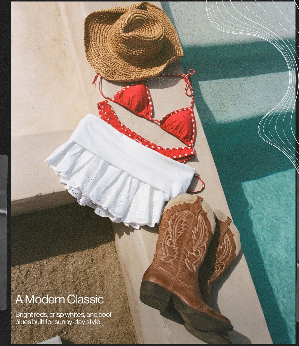 A Modern Classic Bright reds, crisp whites, and cool blues built for sunny-day style