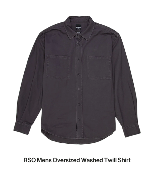 RSQ Mens Oversized Washed Twill Shirt
