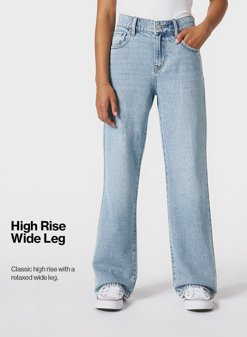 High Rise Wide Leg - Classic high rise with a relaxed wide leg.