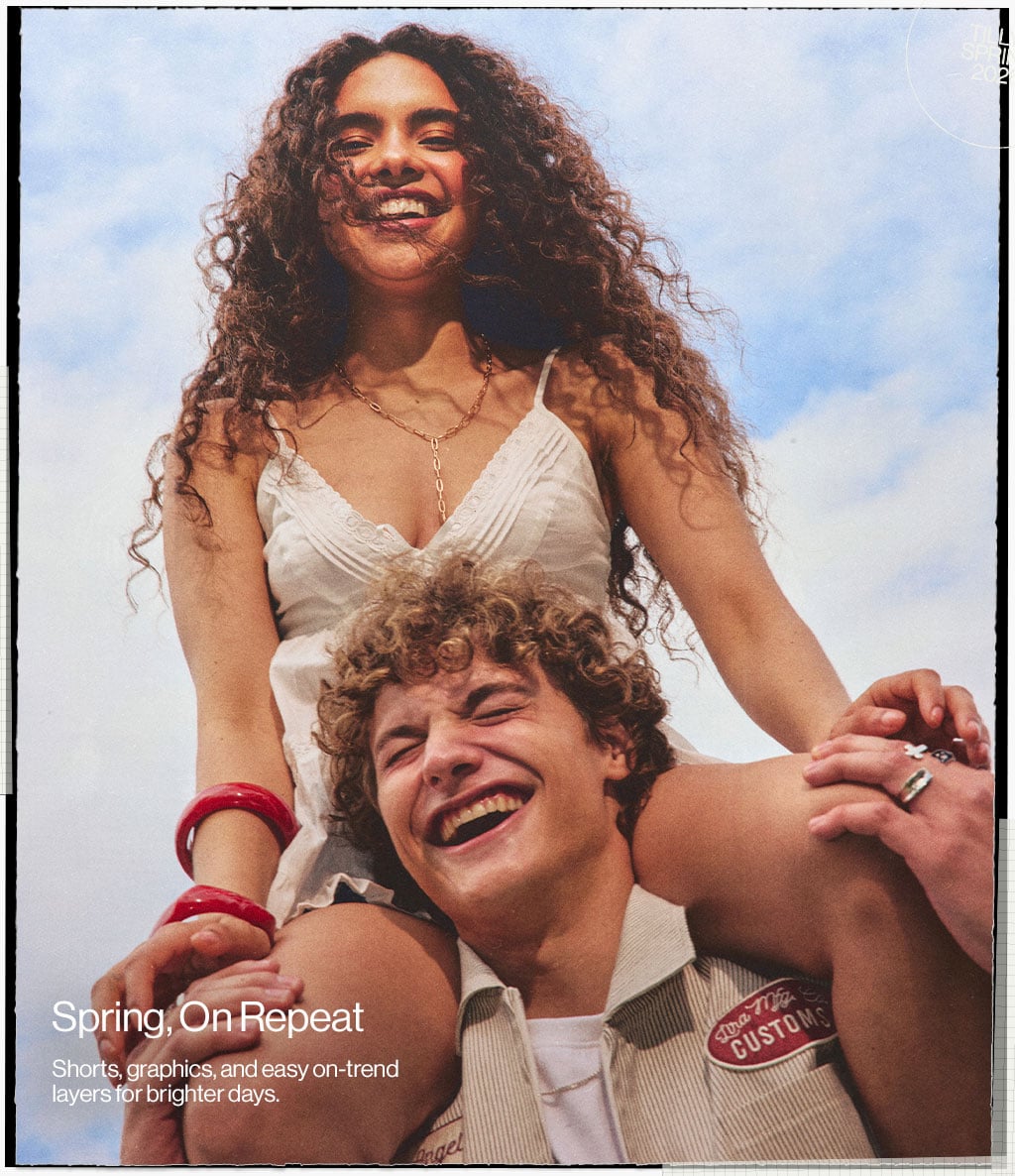 Spring, On Repeat Shorts, graphics, and easy on-trend layers for brighter days