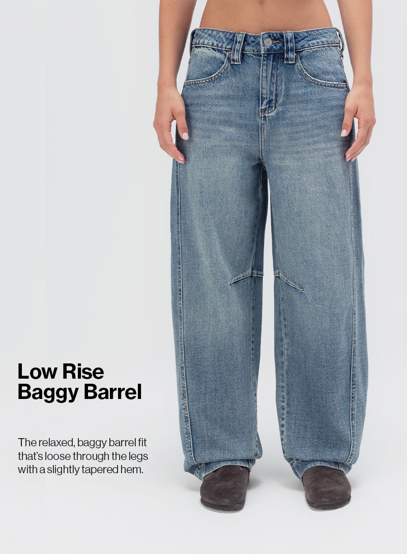 Low Rise Baggy Barrel - The relaxed, baggy barrel fit that's loose through the legs with a slightly tapered hem.
