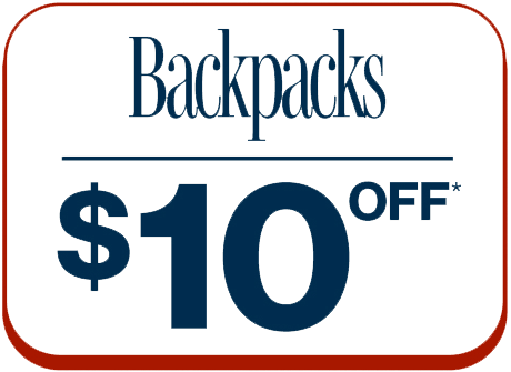 Backpacks $10 OFF*