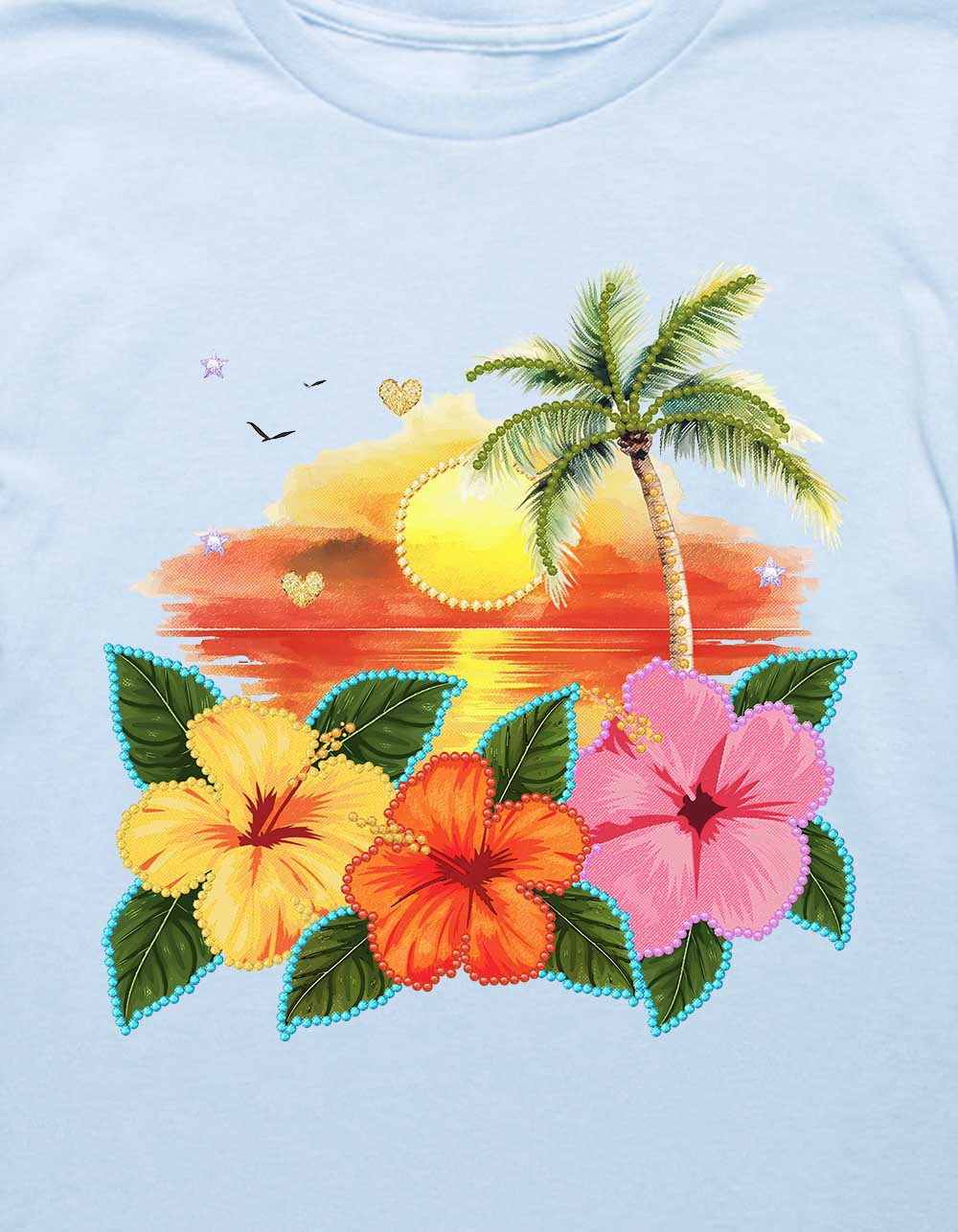 HIBISCUS Gem Sunset Girls Tee - LIGHT BLUE