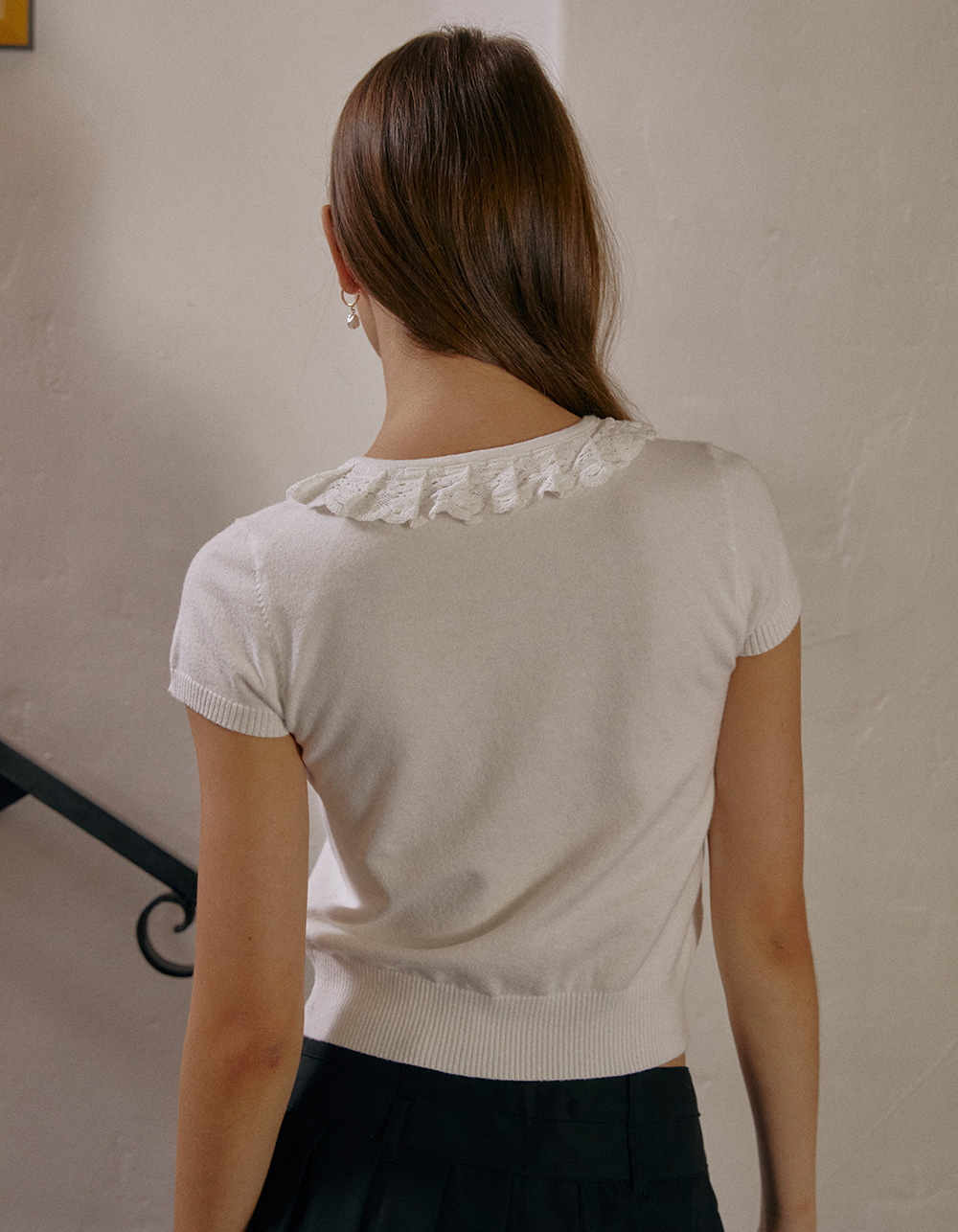 WEST OF MELROSE Collared Womens Cardigan - CREAM