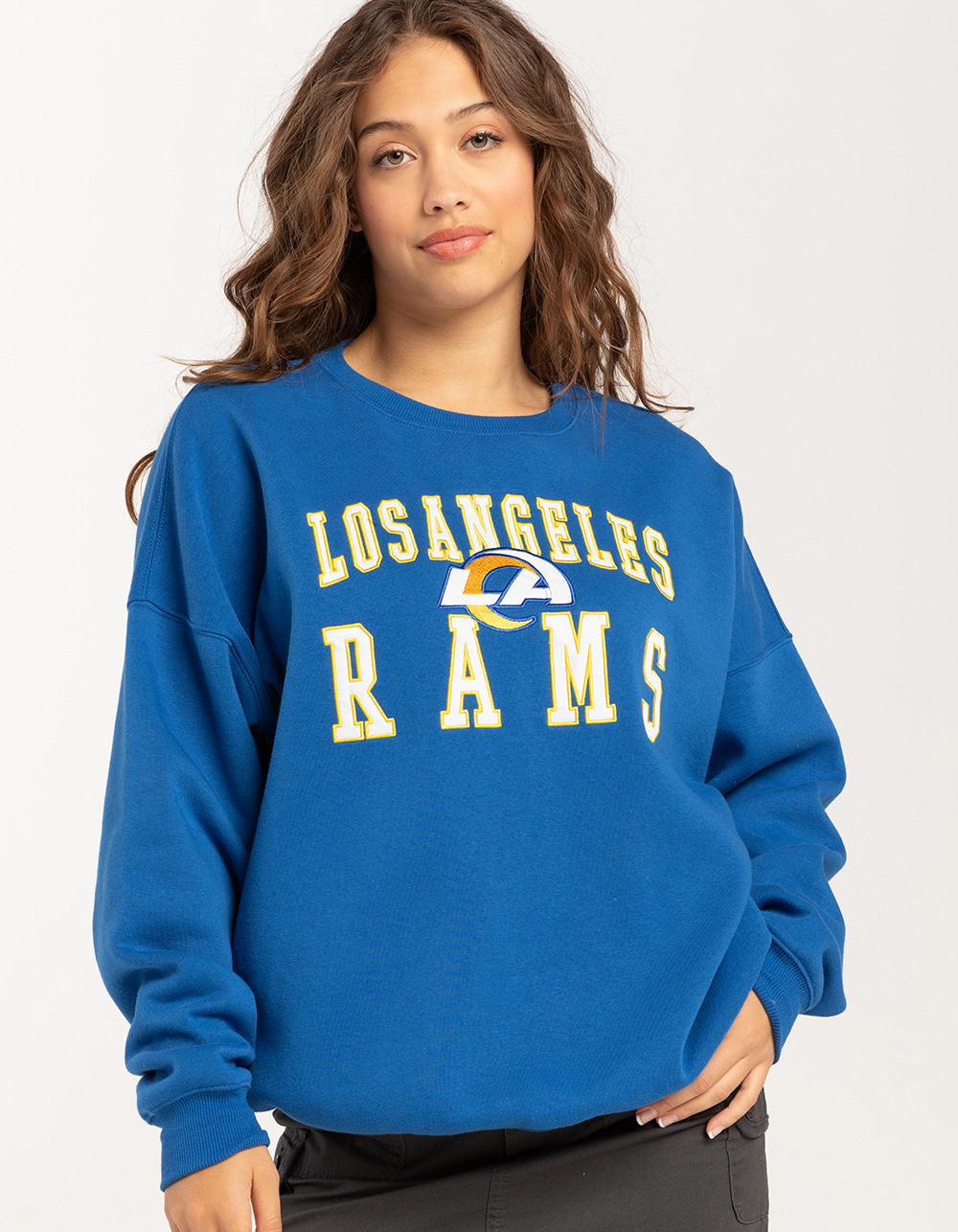Nike Women's Fashion (NFL Los Angeles Rams) 3/4-Sleeve T-Shirt in Blue, Size: Small | NKNW054N95-06O