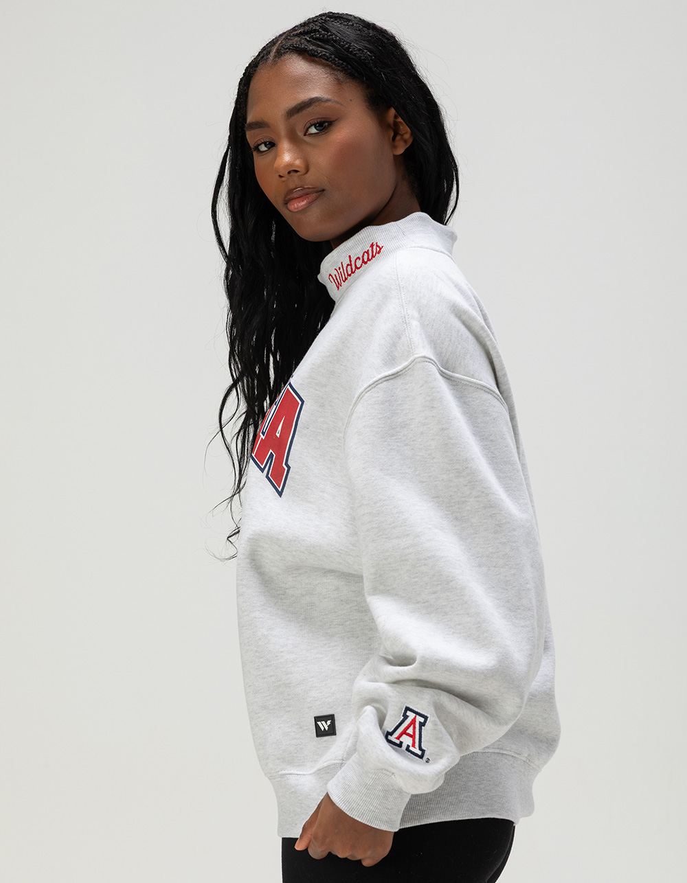 THE WILD COLLECTIVE University of Arizona Womens Mock Neck Sweatshirt - HEATHER GRAY