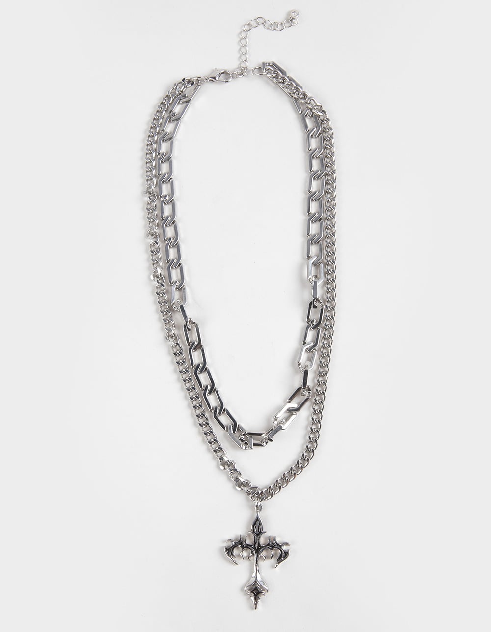 RSQ 2 Piece Cross Necklace - SILVER