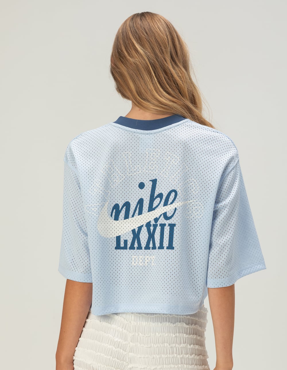 NIKE Womens Crop Mesh Jersey - L.BLU/NVY